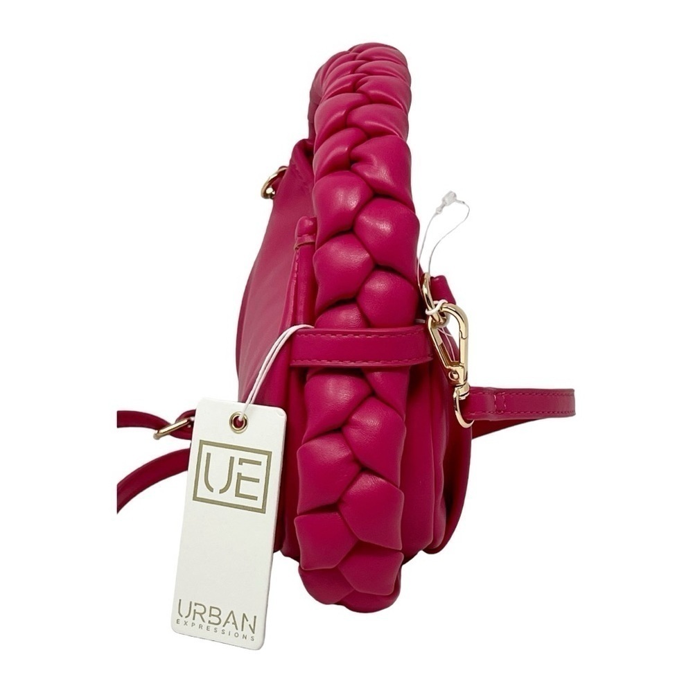 NWT Urban Expressions Vegan Leather Braided Purse/Crossbody Hot Pink. - Picture 3 of 7